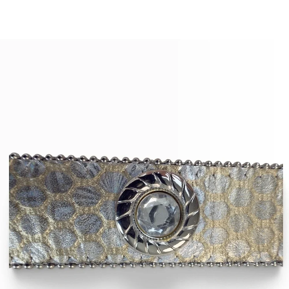 Elite Belt Womens S Gold Silver Snakeskin Crystal Concho Western Cowgirl USA